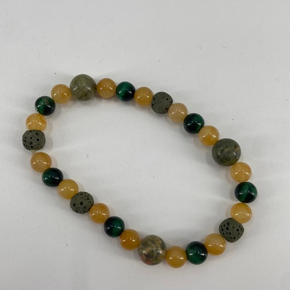 Stretchy green and yellow gem stone bracelets